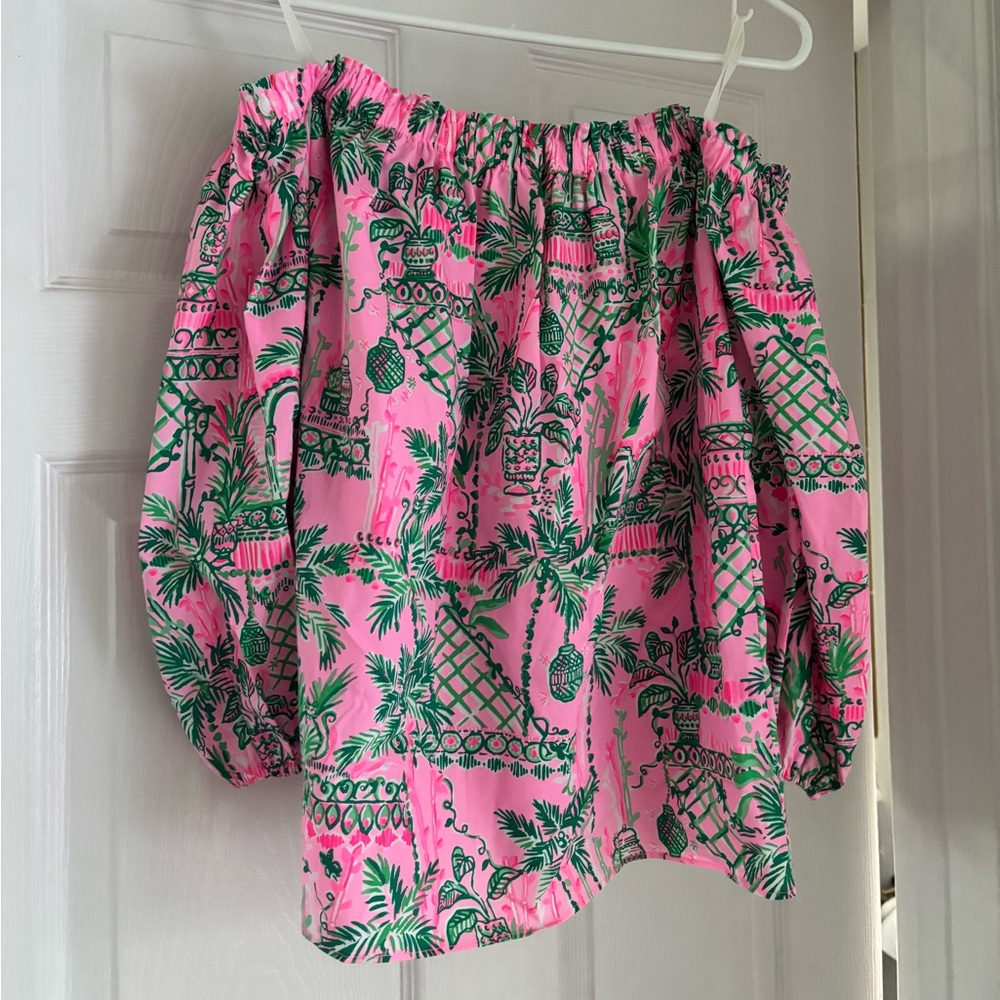 Lilly Pulitzer Winifred Off-The-Shoulder Top Mandevilla Baby Always Worth Size M